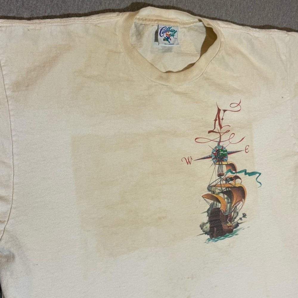 Vintage Caribbean Soul TShirt Yellow Men's XXL Graphic Single Stitch STAINS READ - Picture 4 of 8